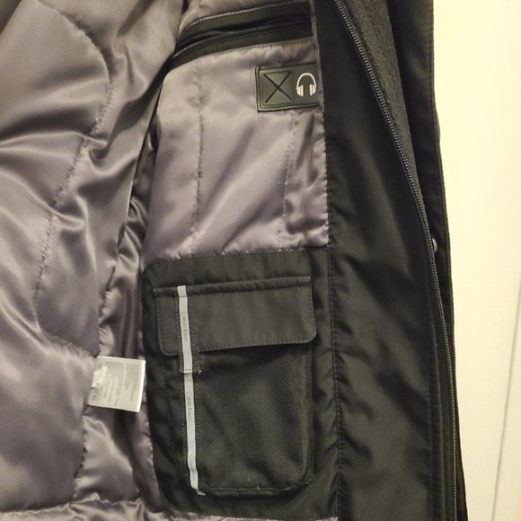 New Black Calvin Klein long coat jacket water repellant removable hood CMH01362 - Picture 8 of 10